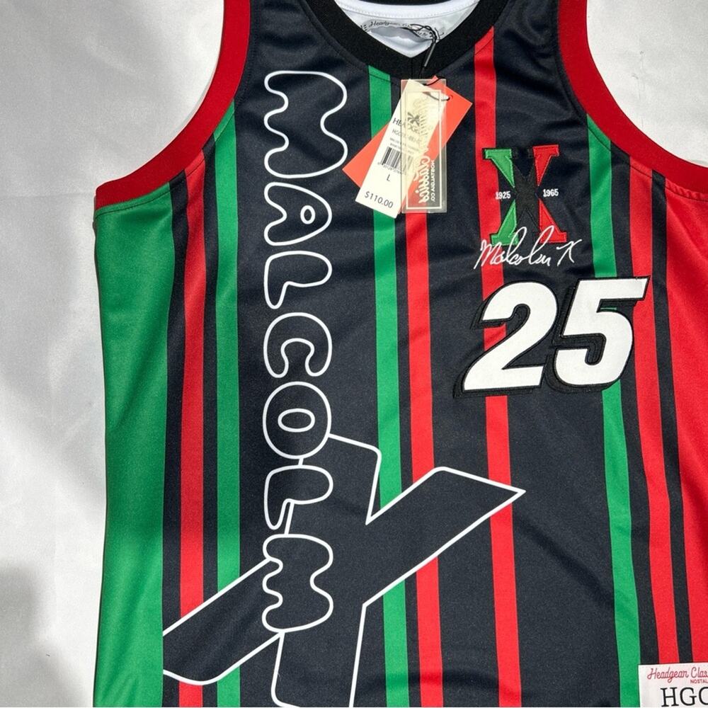 Malcom X Red/Green Basketball Jersey Headgear Classics Size L MSRP $110 - Picture 2 of 7